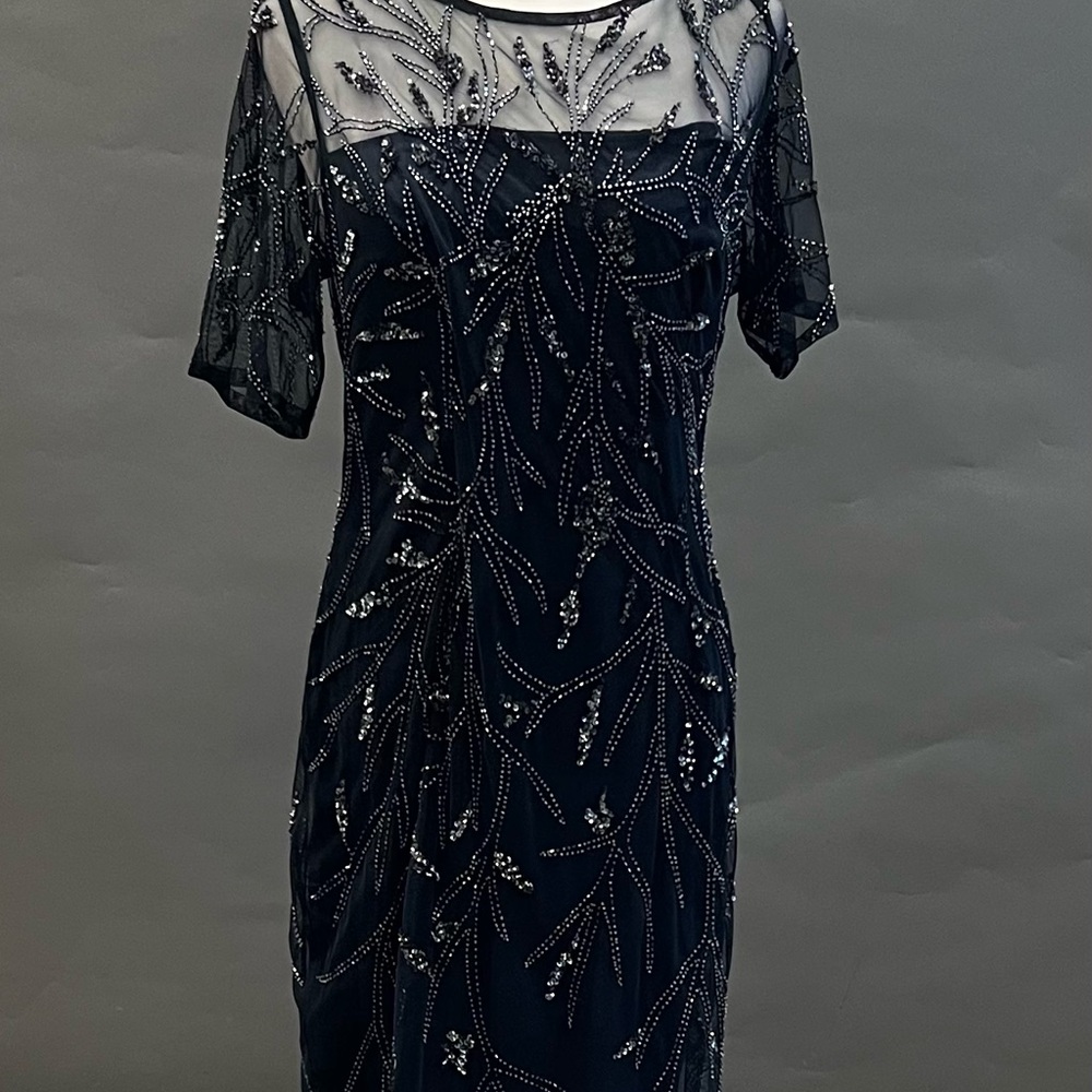 Adrianna Papell Never Worn Elegant Black Beaded Dress